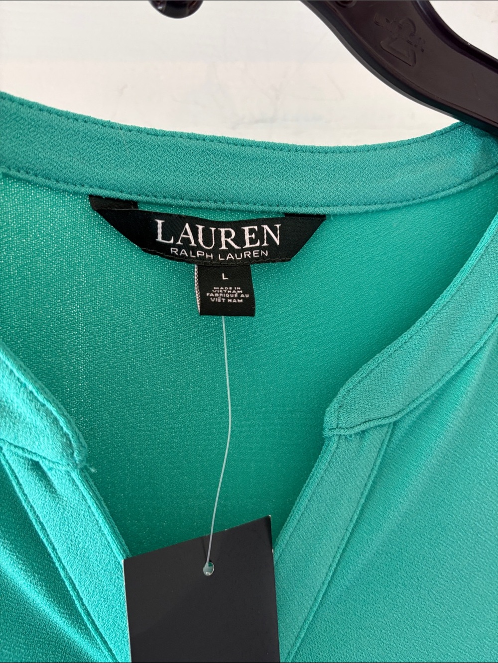 NWT Lauren Ralph Lauren Tunic Blouse Large/ Long Sleeve Split Neck Top - Picture 2 of 6